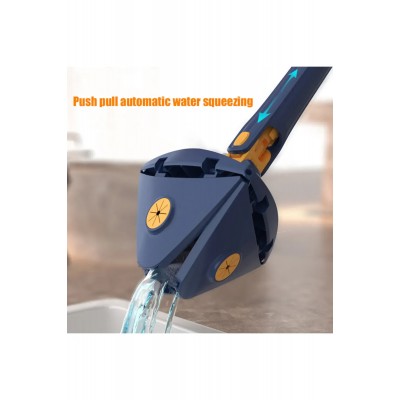 Kendinden Sıkmalı Üçgen Mop 2 Mikrofiber Bezli Cam Duvar Yer Parke Silebilen Mop